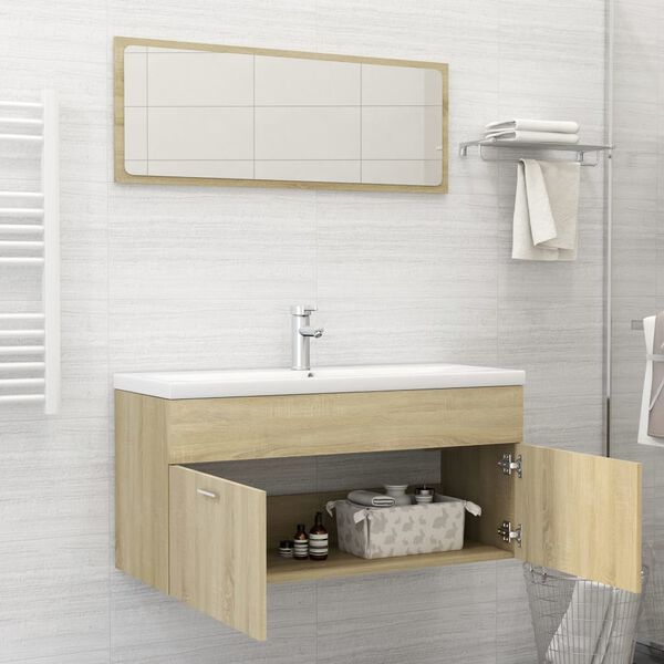 vidaXL Bathroom Furniture Set Sonoma Oak Engineered Wood