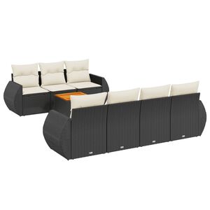 vidaXL 8 Piece Garden Sofa Set with Cushions Black Poly Rattan