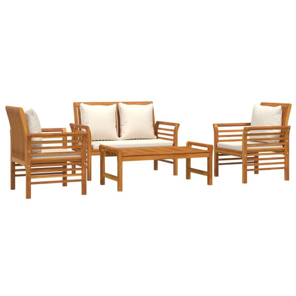 vidaXL 4 Piece Garden Lounge Set with Cushions Solid Wood Acacia