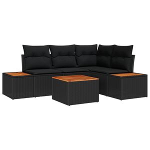 vidaXL Garden Sofa Set with Cushion 5 pcs Black Poly rattan