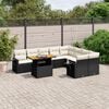 vidaXL 10 Piece Garden Sofa Set with Cushions Black Poly Rattan