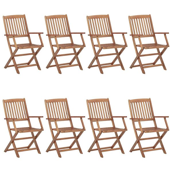 vidaXL Folding Garden Chairs 8 pcs with Cushions Solid Acacia Wood