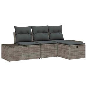 vidaXL Sofa Set with Cushion 4 pcs Poly Rattan