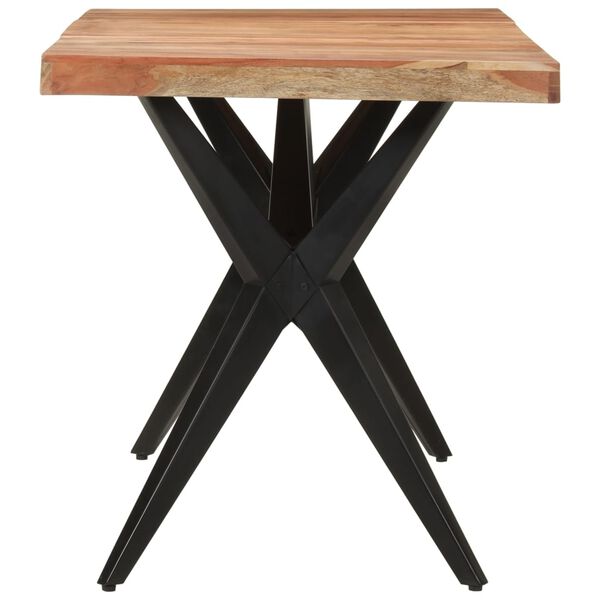 vidaXL Dining Table Black 140x70x76 cm Solid Wood Acacia