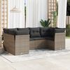 vidaXL 6 Piece Garden Sofa Set with Cushions Grey Poly Rattan
