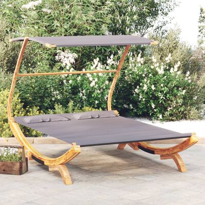 vidaXL Outdoor Lounge Bed with Canopy 165x203x138 cm Solid Bent Wood Anthracite