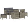 vidaXL 6 Piece Garden Dining Set with Cushions Grey Poly Rattan