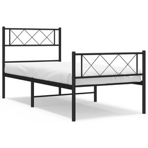 vidaXL Metal Bed Frame without Mattress with Footboard Black 107x203cm