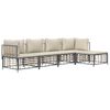 vidaXL 5 Piece Garden Lounge Set with Cushions Anthracite Poly Rattan