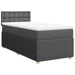 vidaXL Box Spring Bed with Mattress Dark Grey King Single Fabric