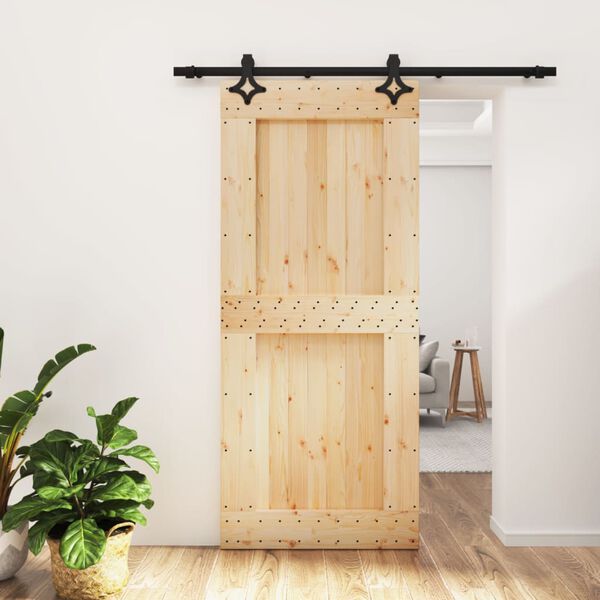 vidaXL Sliding Door with Hardware Set 90x210 cm Solid Wood Pine