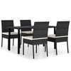 vidaXL 5 Piece Garden Dining Set Poly Rattan Black