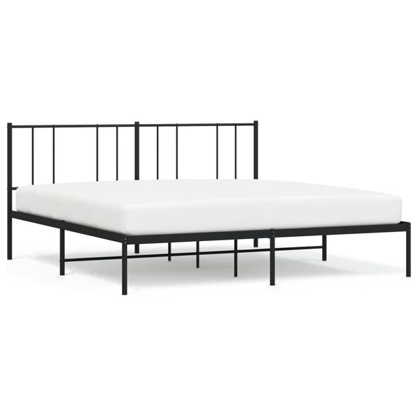 vidaXL Metal Bed Frame without Mattress with Headboard Black 180x200cm