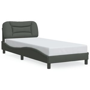 vidaXL Bed Frame with LED without Mattress "Hvar" Dark Grey 90x190 cm Fabric