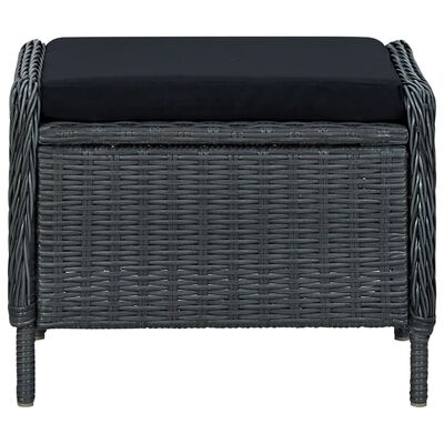 vidaXL 3 Piece Garden Lounge Set with Cushions Poly Rattan Dark Grey