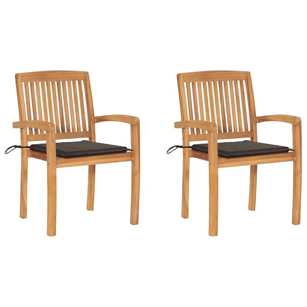 vidaXL Garden Chairs 2 pcs with Taupe Cushions Solid Teak Wood
