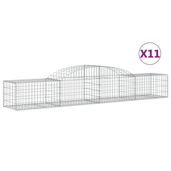 vidaXL Arched Gabion Baskets 11 pcs 300x50x40/60 cm Galvanised Iron