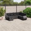 vidaXL 7 Piece Garden Sofa Set with Cushions Black Poly Rattan
