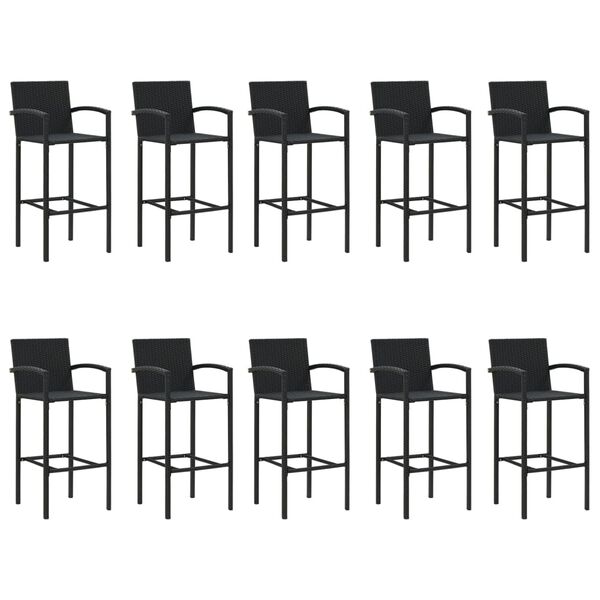 vidaXL 11 Piece Garden Bar Set Black Poly Rattan