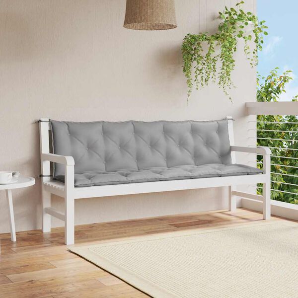 vidaXL Garden Bench Cushion Grey 180x(50+50)x7cm Oxford Fabric