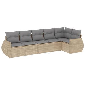 vidaXL 6 Piece Garden Sofa Set with Cushions Beige Poly Rattan