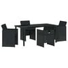 vidaXL Garden Dining Set 5 pcs Black Poly Rattan