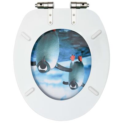 vidaXL WC Toilet Seats with Soft Close Lid 2 pcs MDF Penguin Design