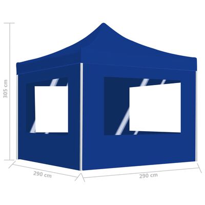 vidaXL Professional Folding Party Tent with Walls Aluminium 3x3 m Blue