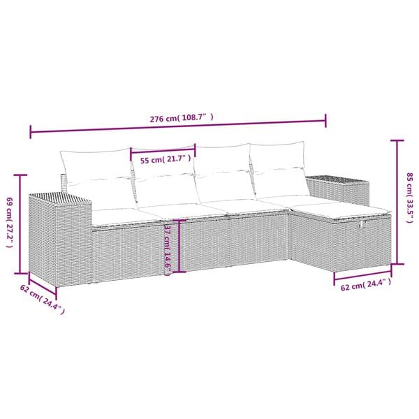 vidaXL 6 Piece Garden Sofa Set with Cushions Black Poly Rattan