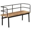 vidaXL Bench | Natural Brown, Black | Solid Mango Wood, Powder-Coated Iron