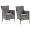 vidaXL 3 Piece Garden Dining Set with Cushions Poly Rattan Grey