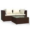 vidaXL 3 Piece Garden Lounge Set with Cushions Brown Poly Rattan
