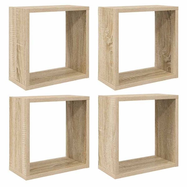vidaXL Wall Cube Shelves 4 pcs Sonoma Oak 30x15x30 cm