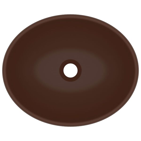 vidaXL Luxury Basin Oval-shaped Matt Dark Brown 40x33 cm Ceramic