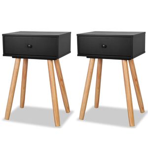 vidaXL Bedside Tables 2 pcs Solid Pinewood 40x30x61 cm Black
