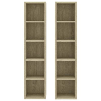 vidaXL CD Cabinets 2 pcs Sonoma Oak 21x16x93.5 cm Engineered Wood