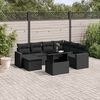 vidaXL 8 Piece Garden Sofa Set with Cushions Black Poly Rattan