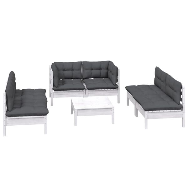 vidaXL 7 Piece Garden Lounge Set with Cushions Solid Pinewood