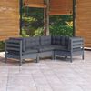 vidaXL 4 Piece Garden Lounge Set with Cushions Grey Pinewood