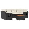 vidaXL 7 Piece Garden Sofa Set with Cushions Black Poly Rattan