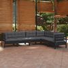 vidaXL 6 Piece Garden Lounge Set with Cushions Black Solid Pinewood