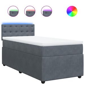 vidaXL Box Spring Bed with Mattress Dark Grey King Single Velvet