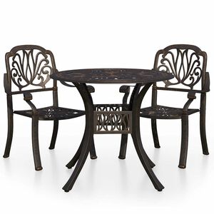 vidaXL 3 Piece Bistro Set Cast Aluminium Bronze