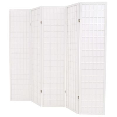vidaXL Folding 5-Panel Room Divider Japanese Style 200x170 cm White