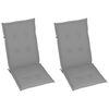 vidaXL Garden Chairs 2 pcs with Grey Cushions Solid Teak Wood