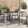 vidaXL Garden Table 150x90x75 cm Tempered Glass and Poly Rattan Beige