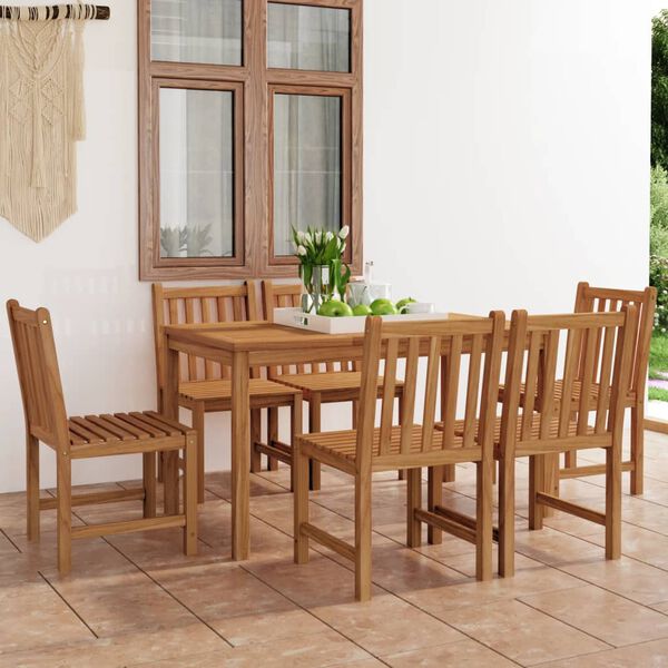 vidaXL 7 Piece Garden Dining Set 140x80 cm Solid Teak Wood