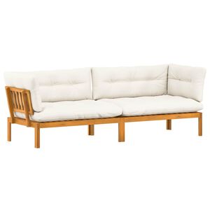 vidaXL Garden Pallet Sofa Units 2 Piece Natural and Cream White