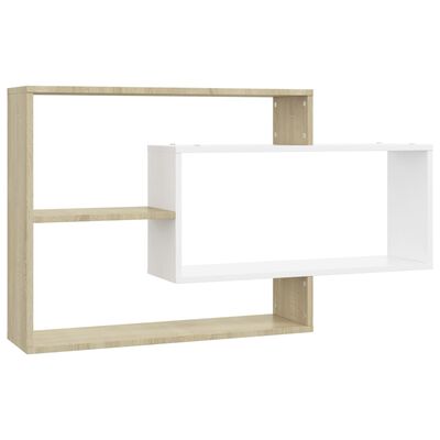 vidaXL Wall Shelf White and Sonoma Oak 104x20x58.5 cm Engineered Wood