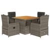 vidaXL 5 Piece Garden Dining Set with Cushions Grey Poly Rattan
